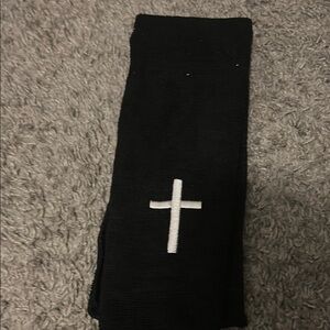 Black and White Leggings with Cross Emblem